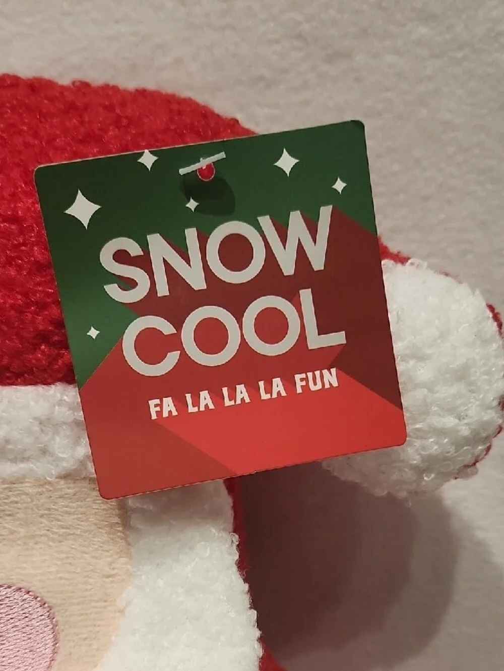 Red Santa Snow Cool,  Plush Holiday Decor Pillow